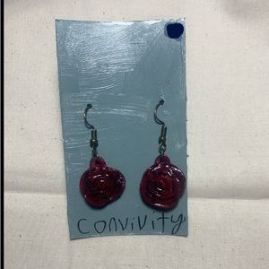 Handmade rose dangling earrings
